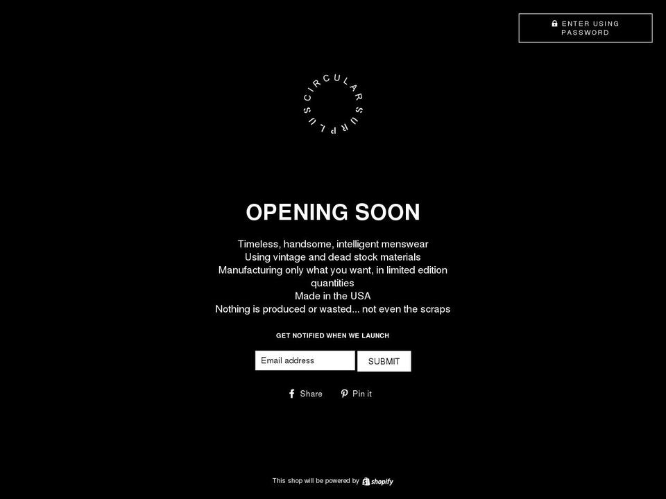 circular-surplus.com shopify website screenshot