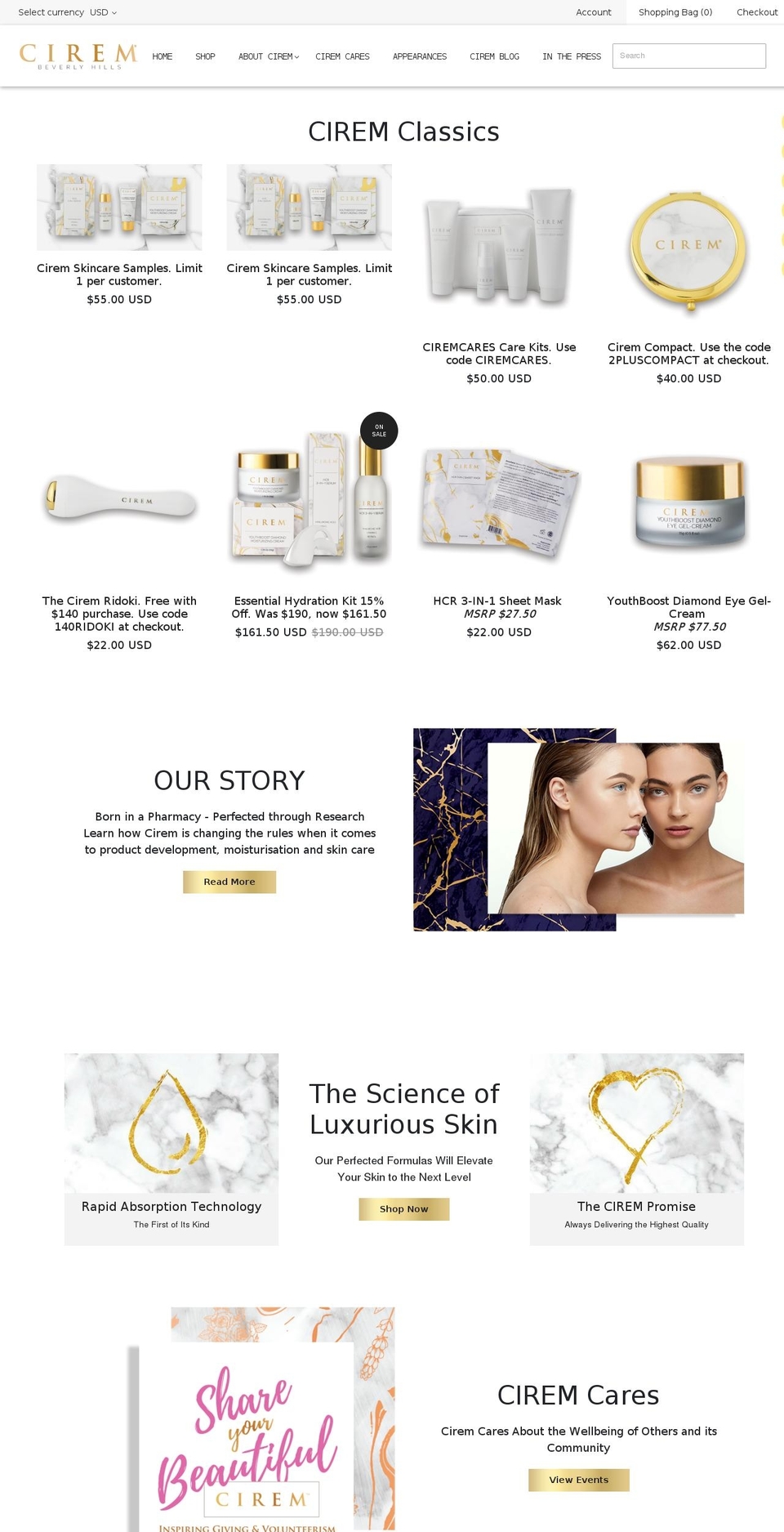 Cirem Store 2018 - 2nd GEN - Production Shopify theme site example ciremcosmetics.com