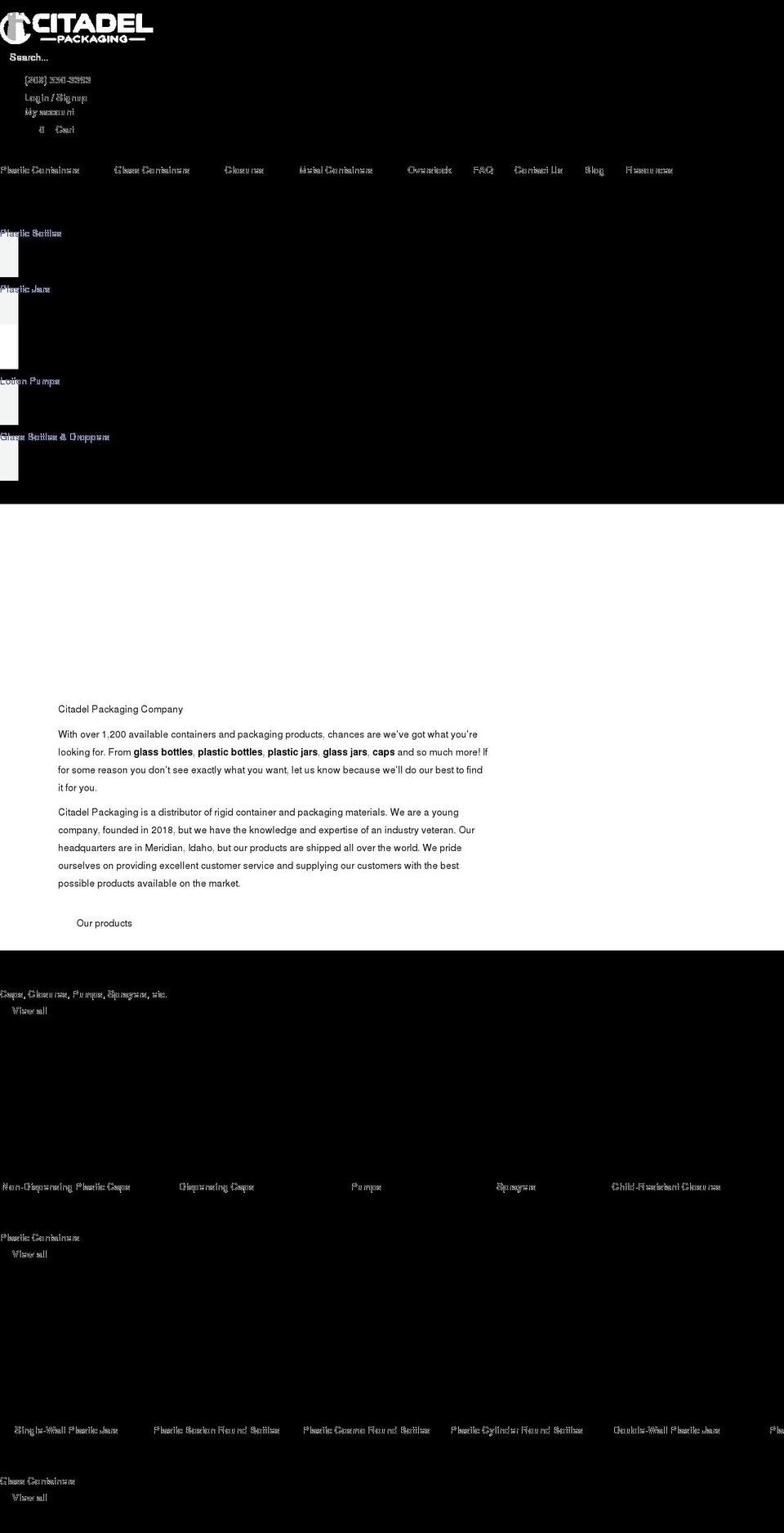 citadelpackaging.com shopify website screenshot
