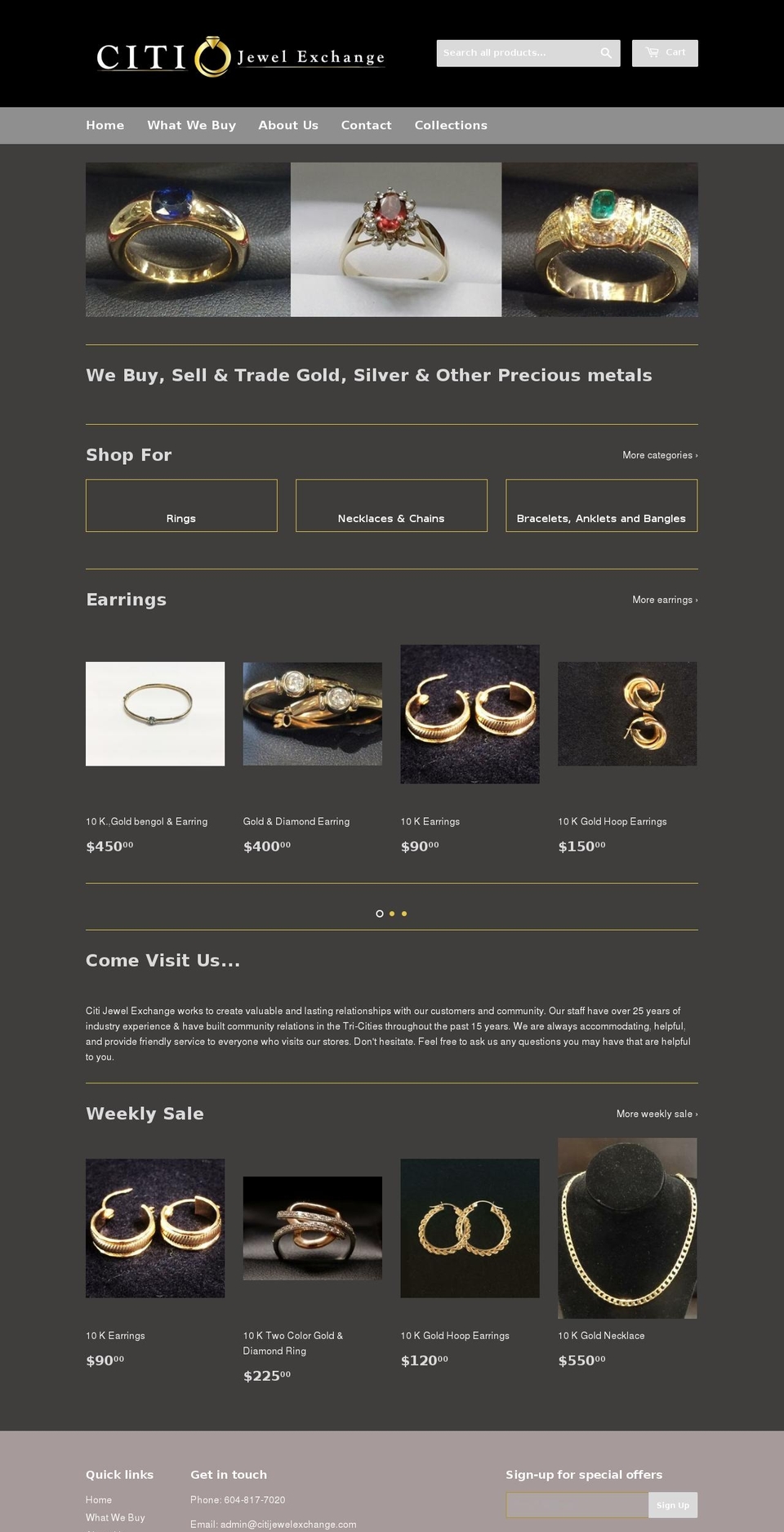 citijewelexchange.ca shopify website screenshot