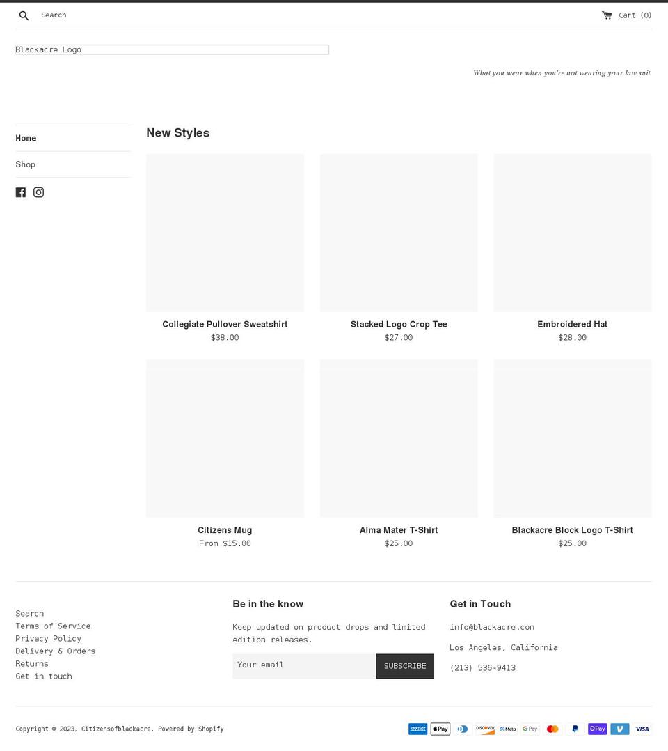 citizensofblackacre.com shopify website screenshot