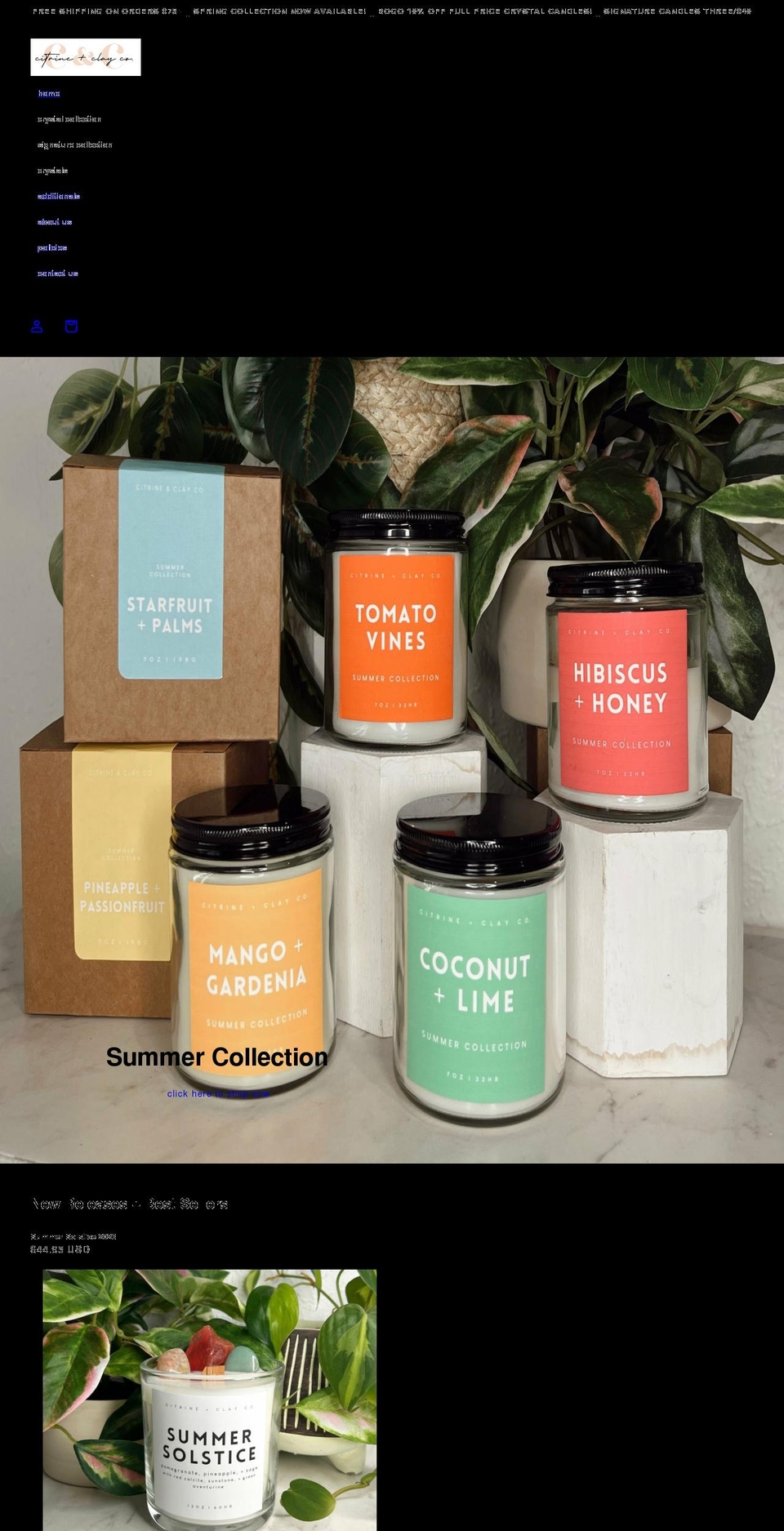 citrineandclayco.com shopify website screenshot