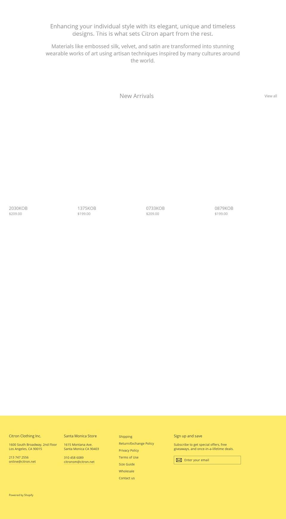 citron.net shopify website screenshot
