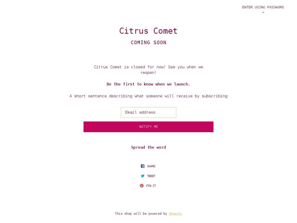 citruscomet.com shopify website screenshot