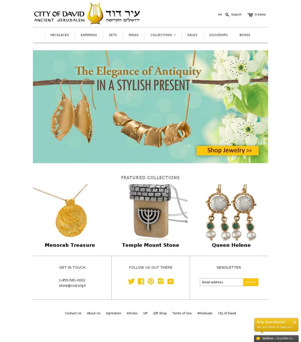 city-of-david-store.myshopify.com shopify website screenshot