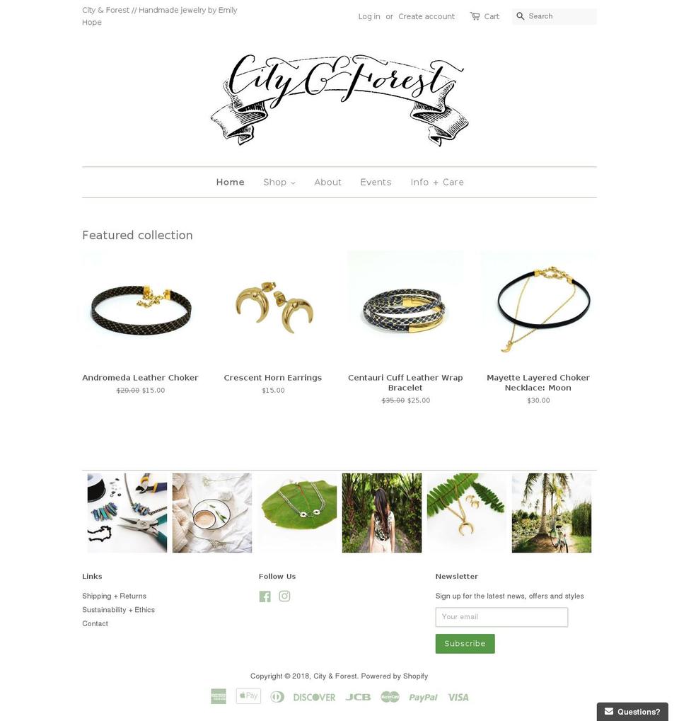 cityandforest.com — Shopify storefront screenshot