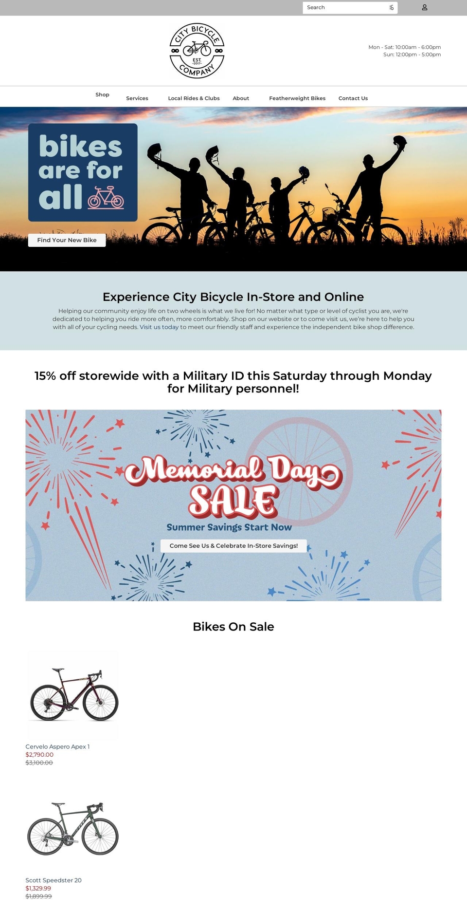 citybicycle.us shopify website screenshot