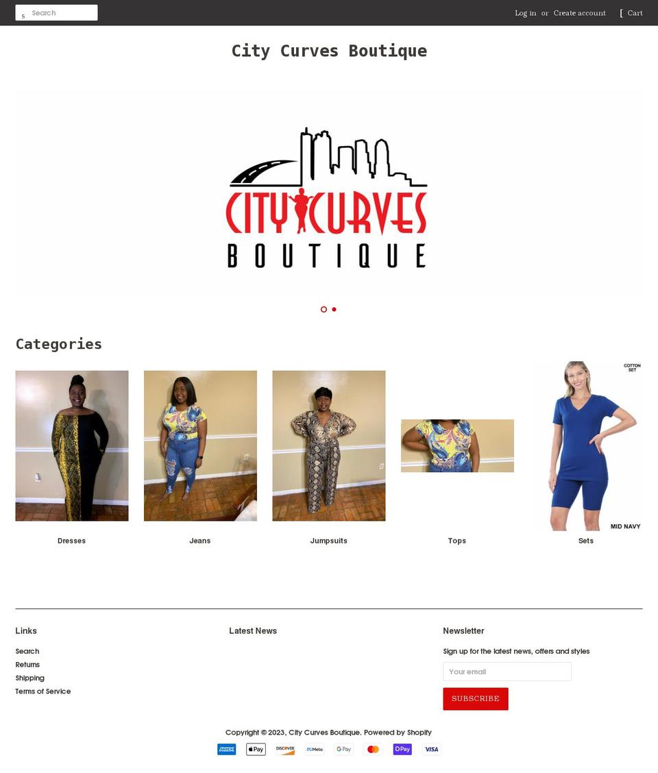 citycurvesboutique.com shopify website screenshot