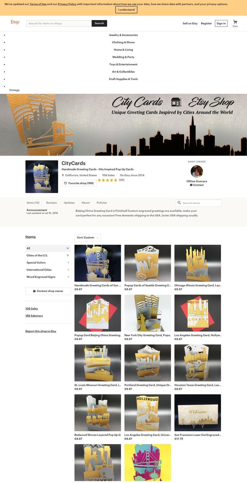 citygreetingcards.com — Shopify storefront screenshot