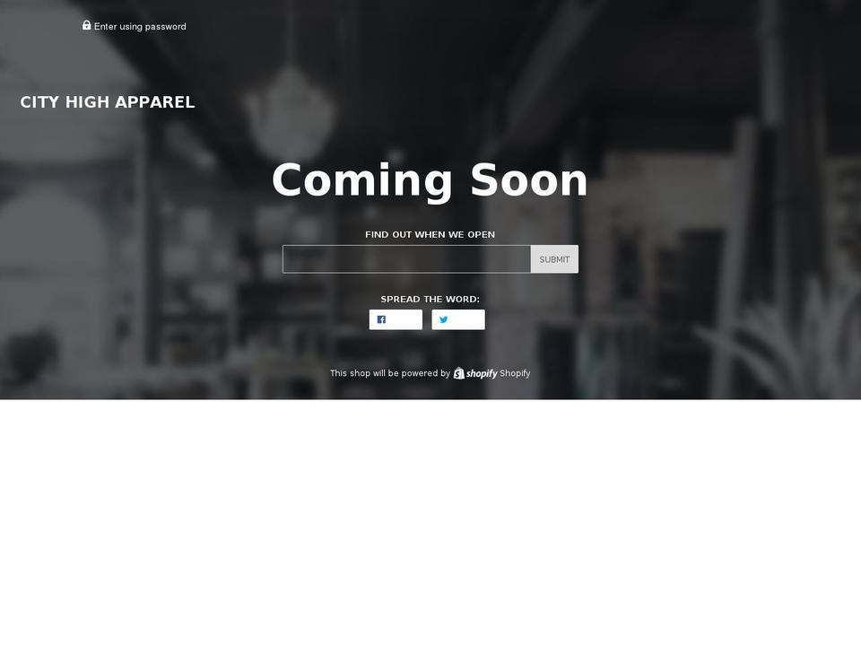 cityhighapparel.com shopify website screenshot