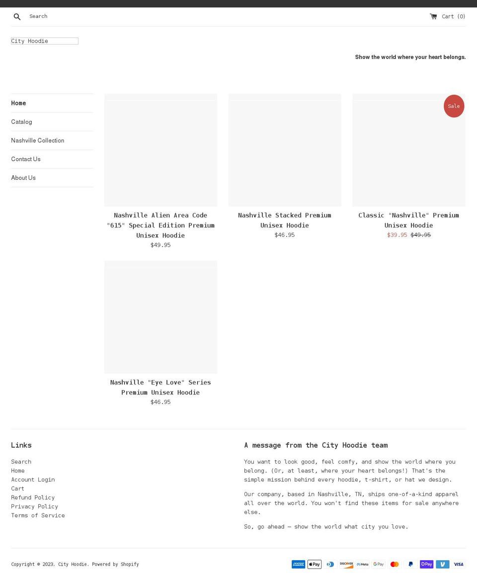 cityhoodie.com shopify website screenshot
