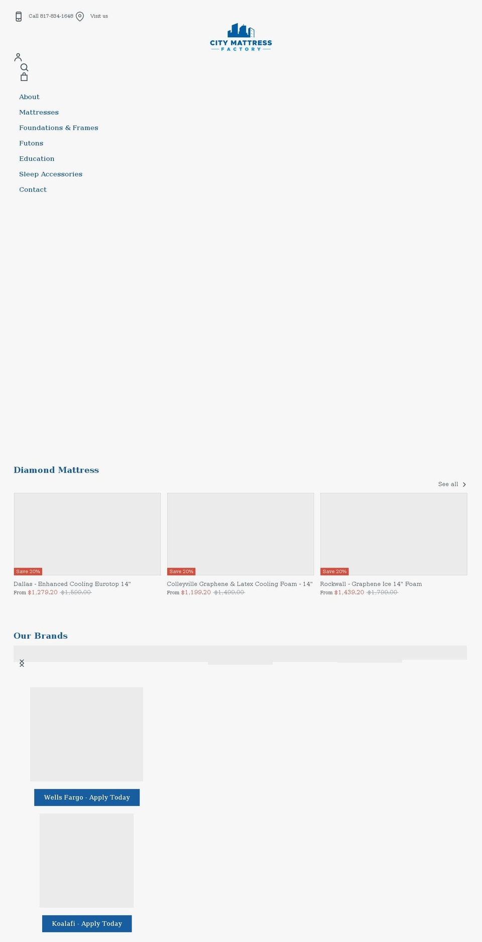 citymattressfactory.com shopify website screenshot