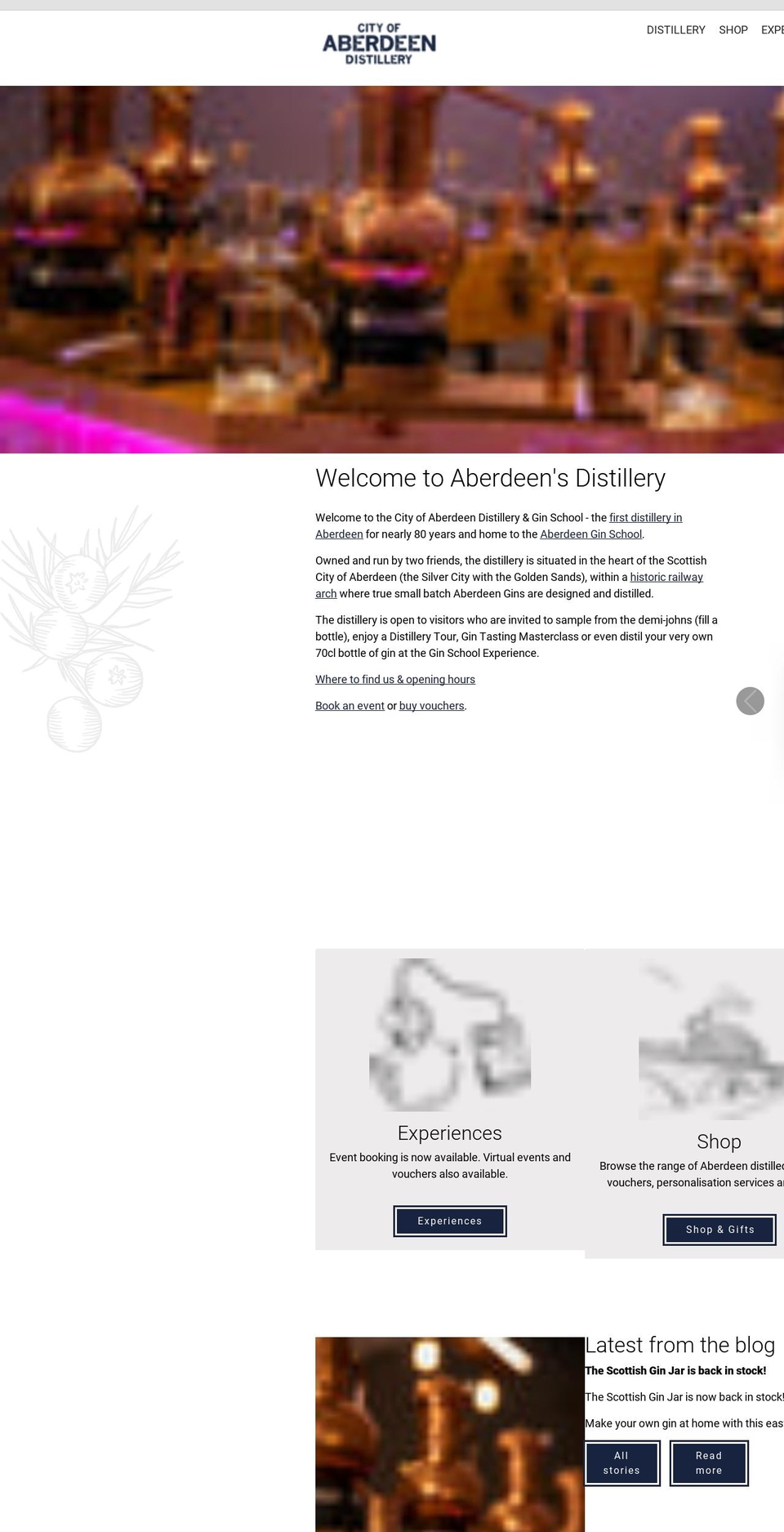 cityofaberdeendistillery.co.uk shopify website screenshot