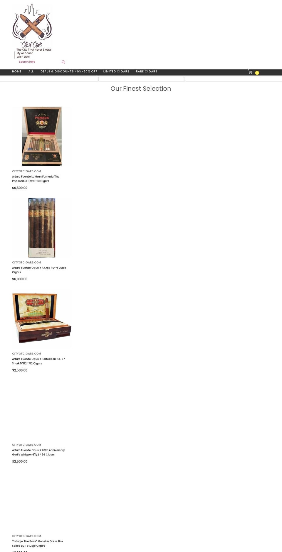 cityofcigars.com shopify website screenshot