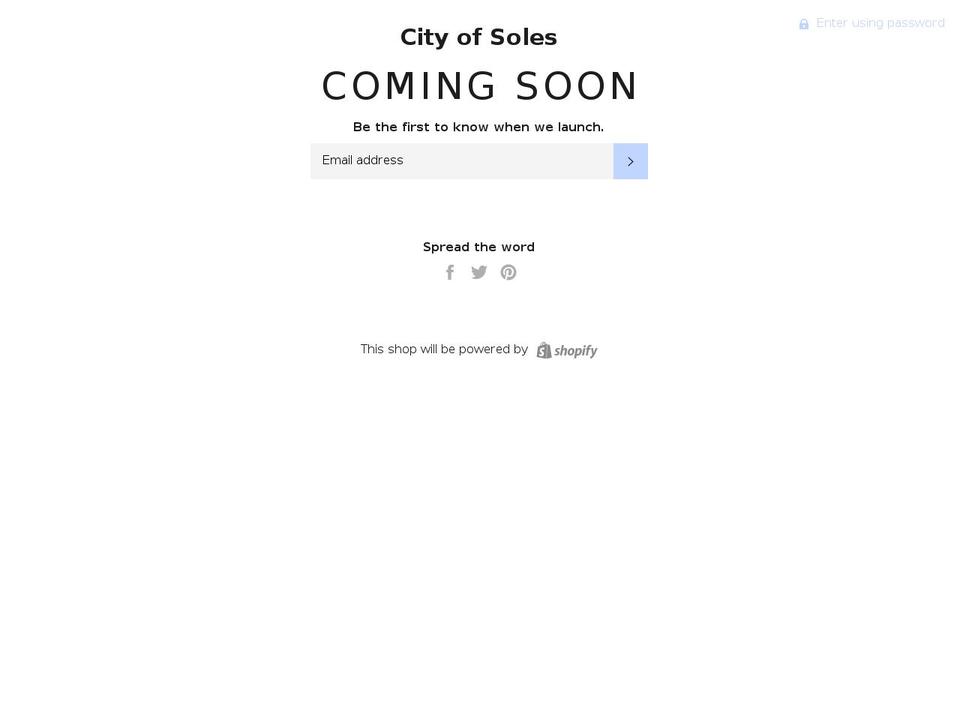 cityofsoles.com — Shopify storefront screenshot