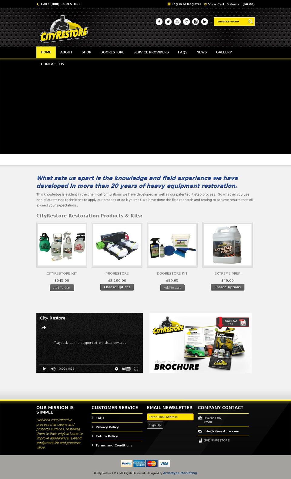 cityrestore.com shopify website screenshot