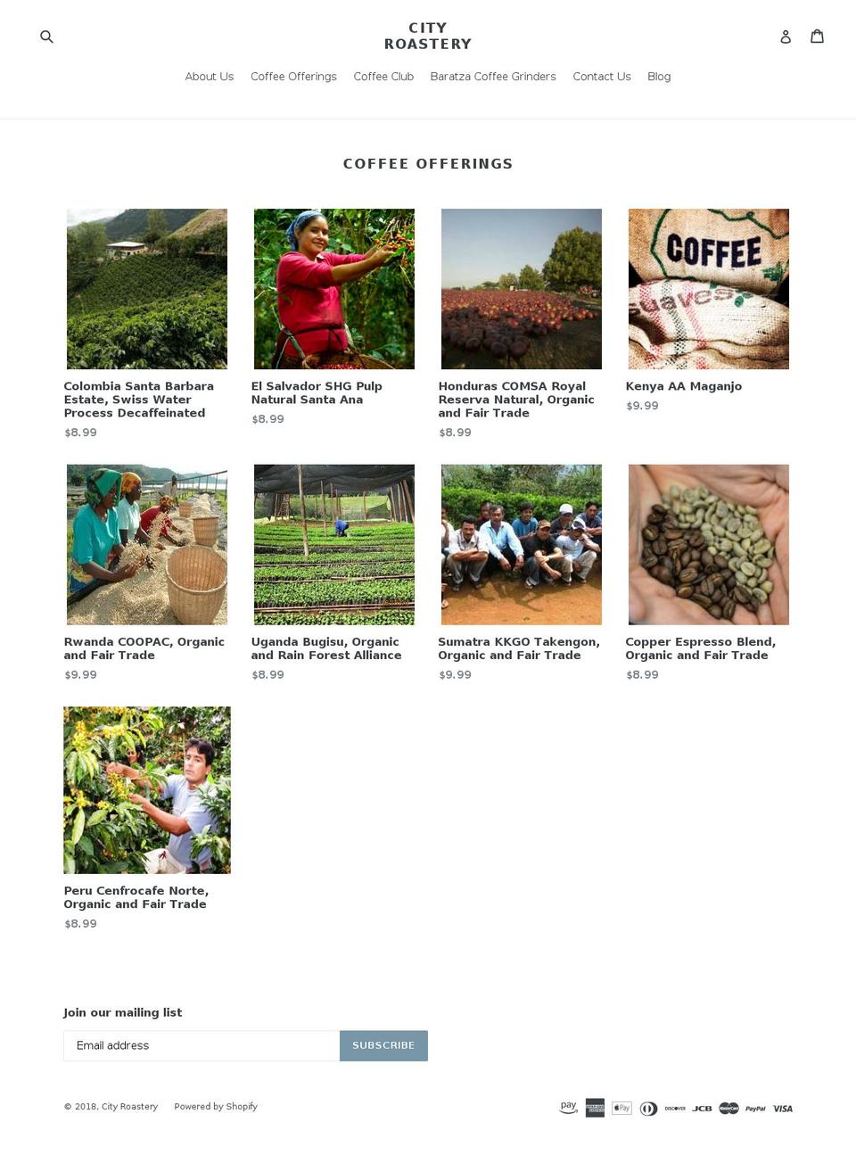 cityroastery.com — Shopify storefront screenshot