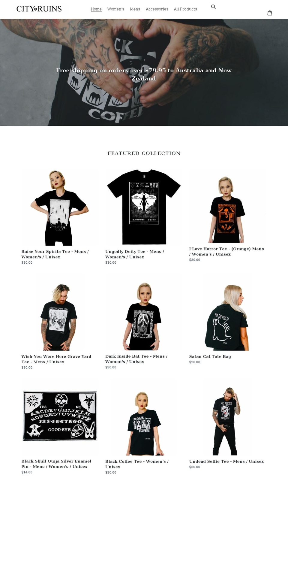 cityruins.com shopify website screenshot