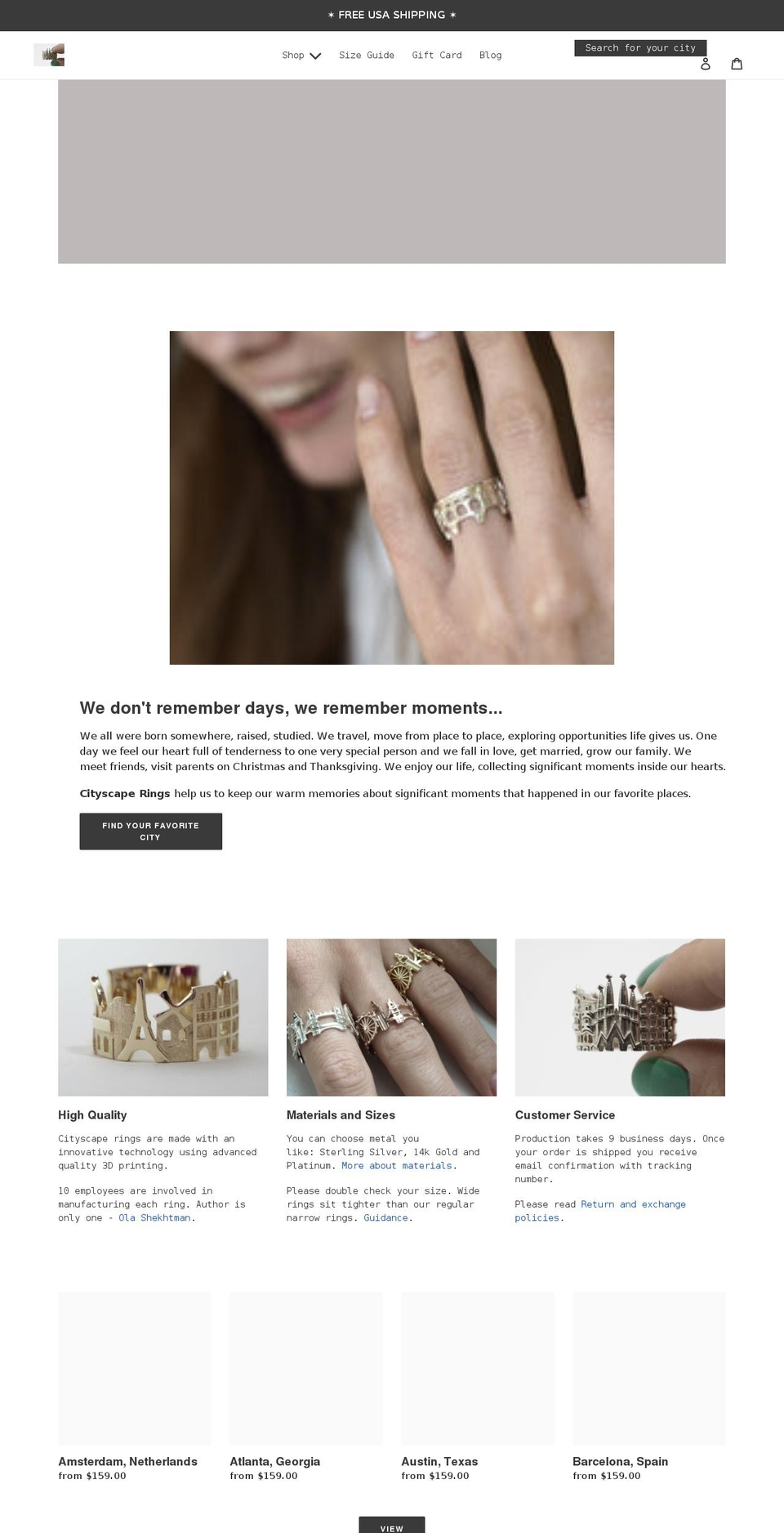 cityscaperings.com shopify website screenshot