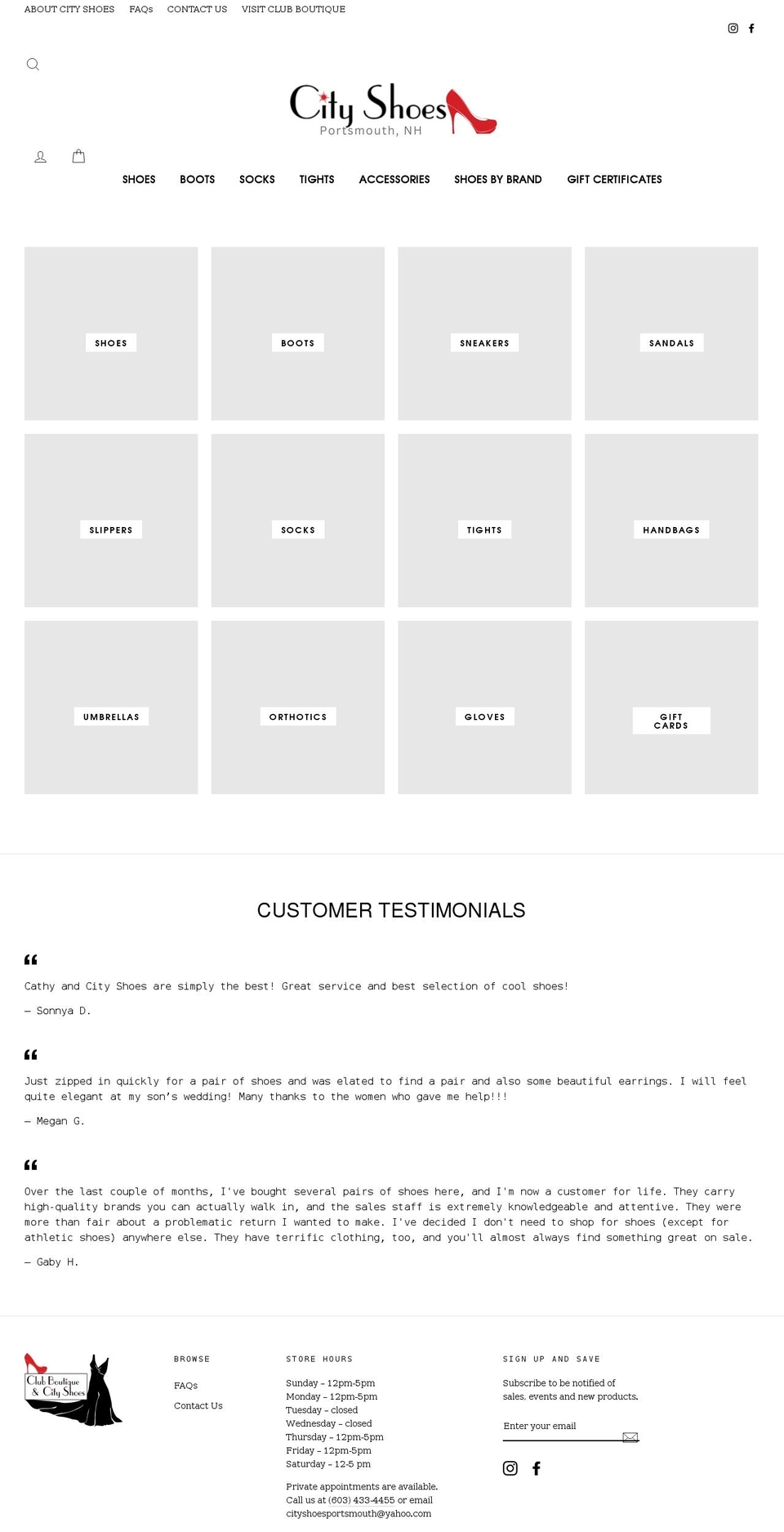 cityshoesclubboutique.com shopify website screenshot