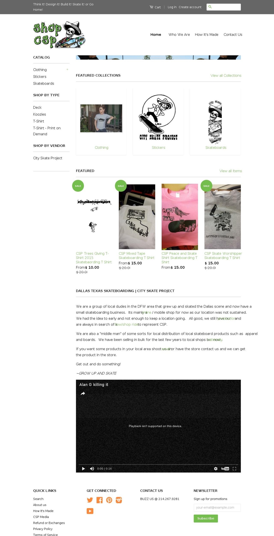 cityskateproject.com shopify website screenshot