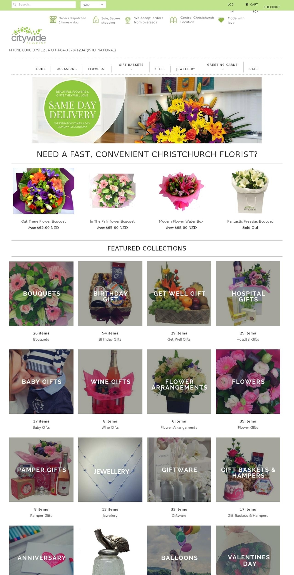 citywideflorist.co.nz shopify website screenshot