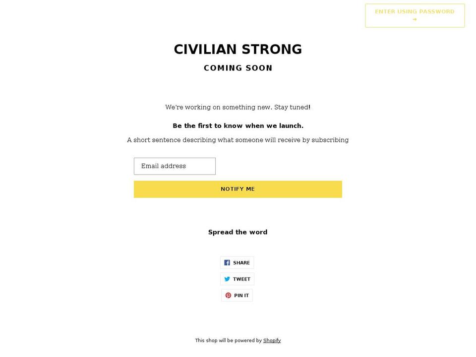 civilianstrong.com shopify website screenshot