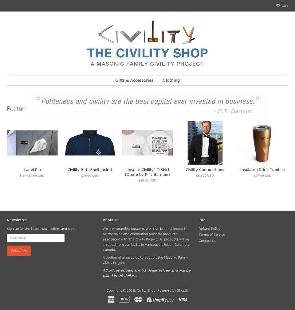 civilityshop.org shopify website screenshot