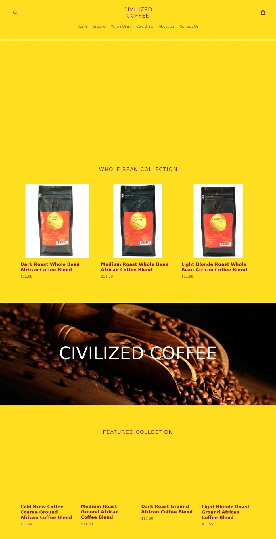 civilizedcoffee.com — Shopify storefront screenshot