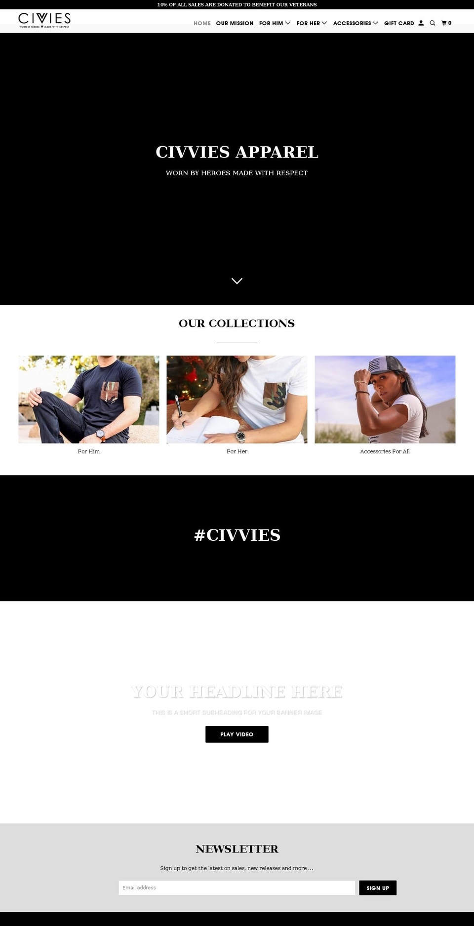 civviesapparel.com shopify website screenshot