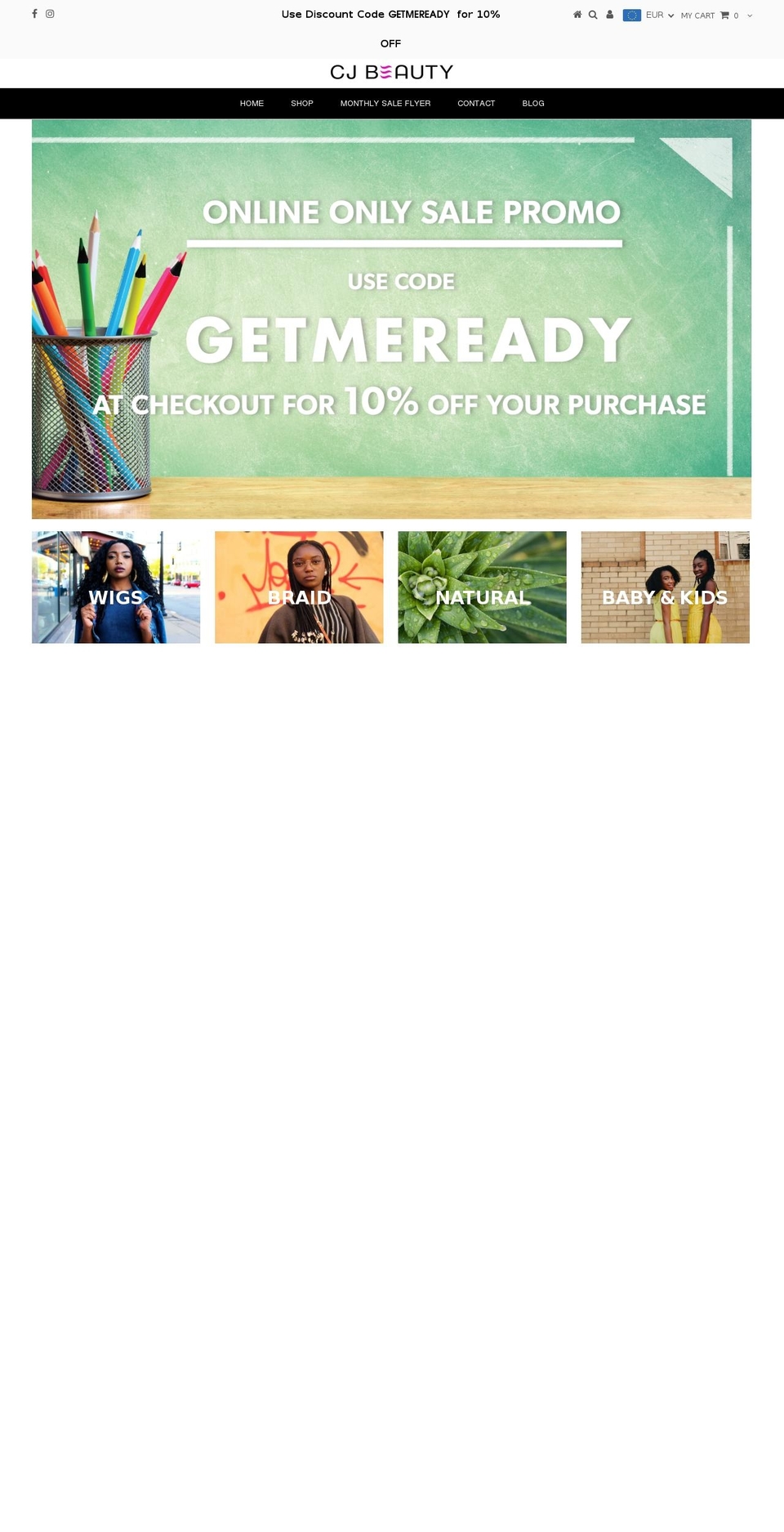 cjbeautysupply.ca shopify website screenshot