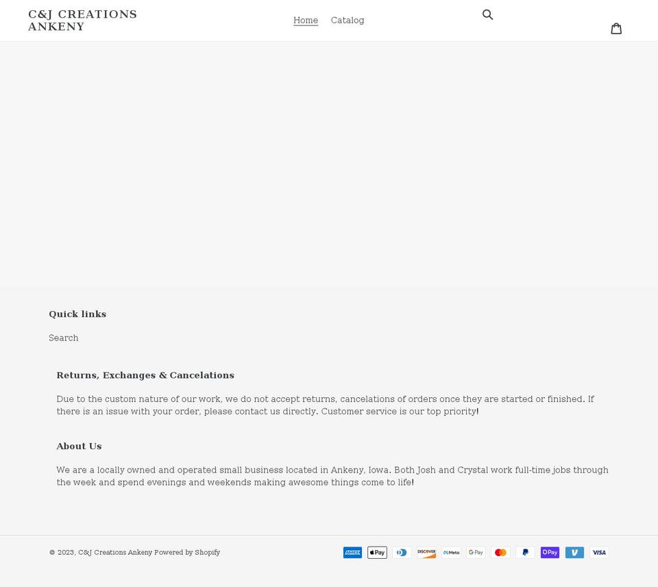 cjcreationsankeny.com shopify website screenshot