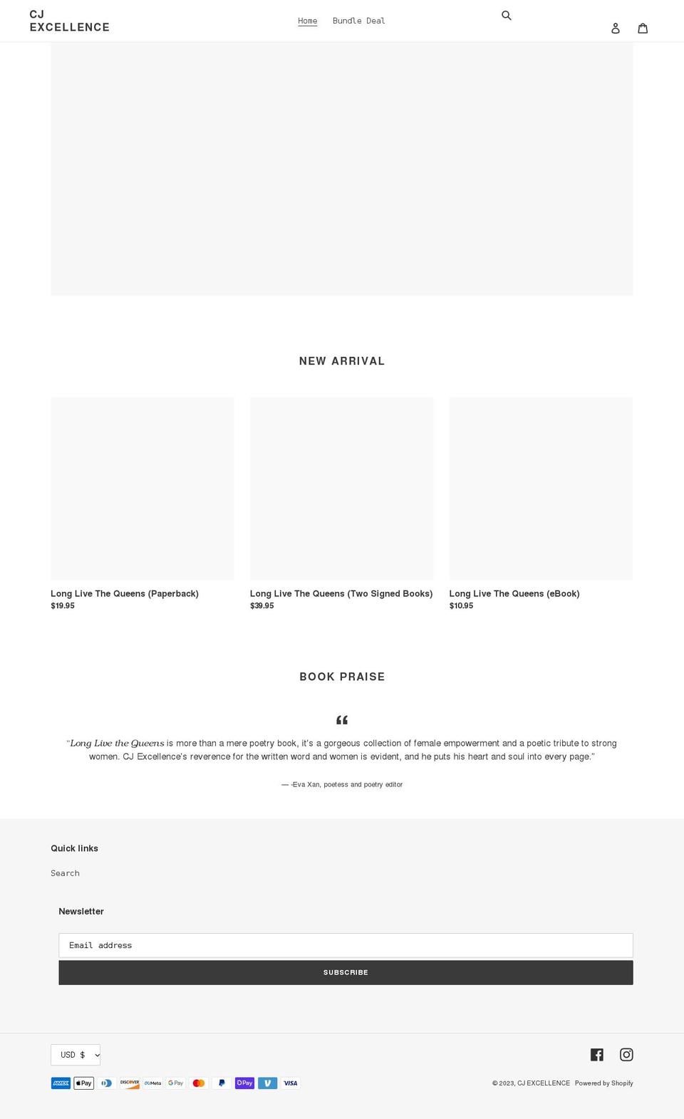 cjexcellence.com shopify website screenshot