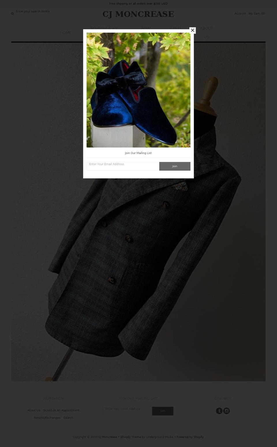 cjmoncrease.com — Shopify storefront screenshot