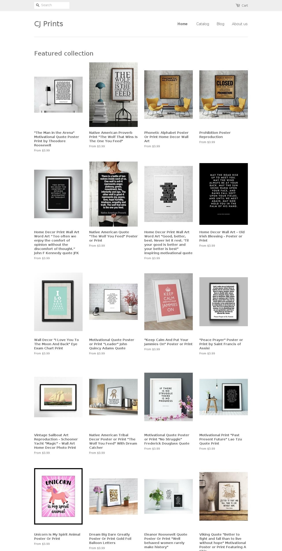 cjprints.net shopify website screenshot