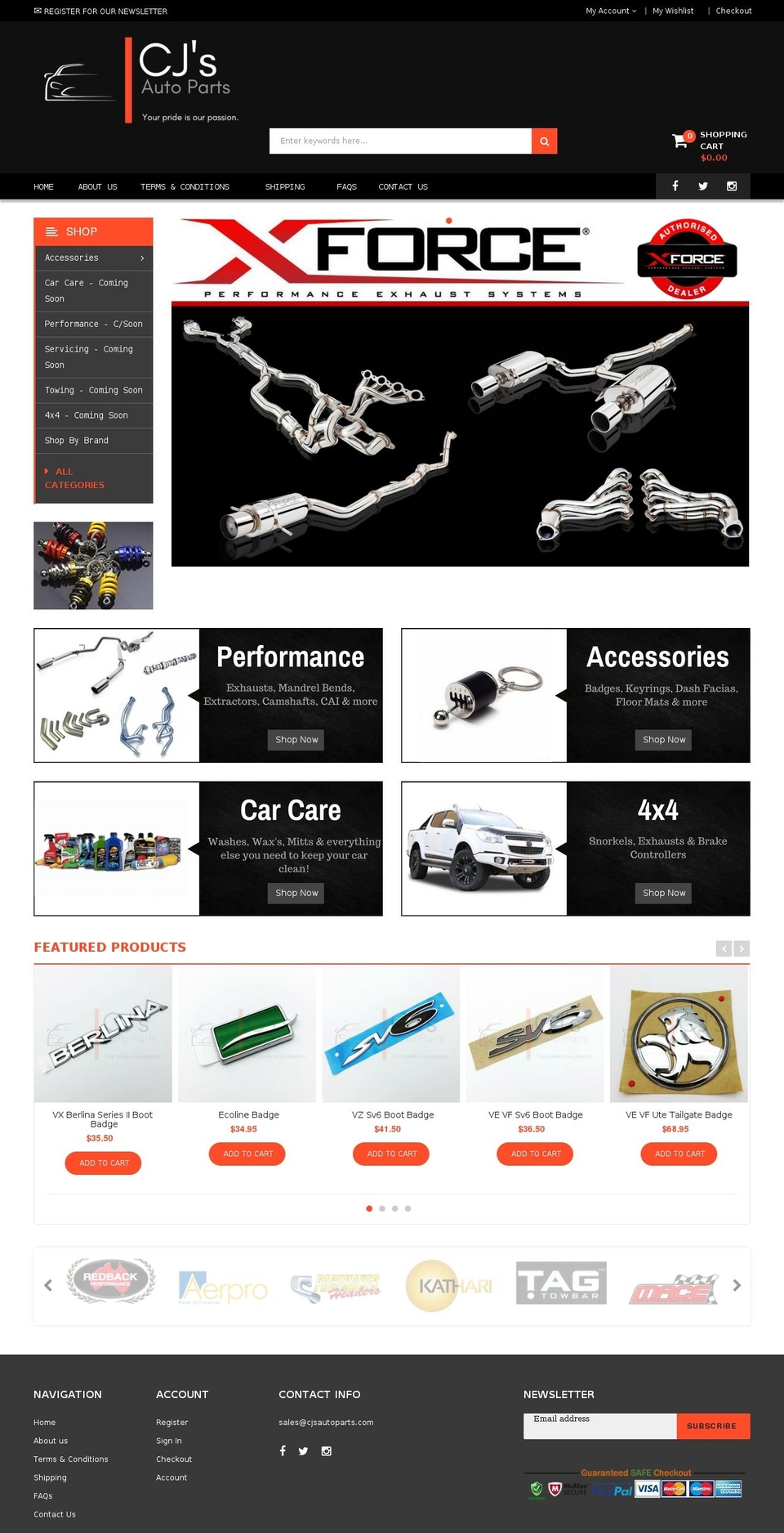 cjsautoparts.com — Shopify storefront screenshot