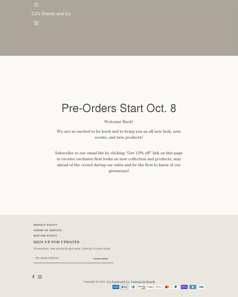cjscentsandco.com shopify website screenshot