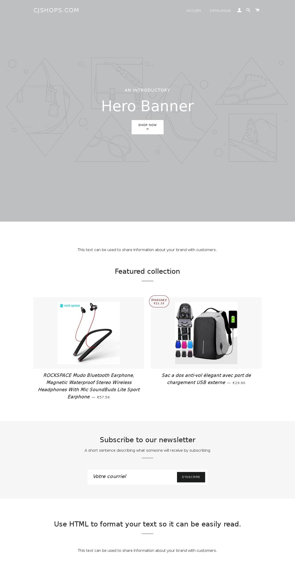 cjshops.com — Shopify storefront screenshot