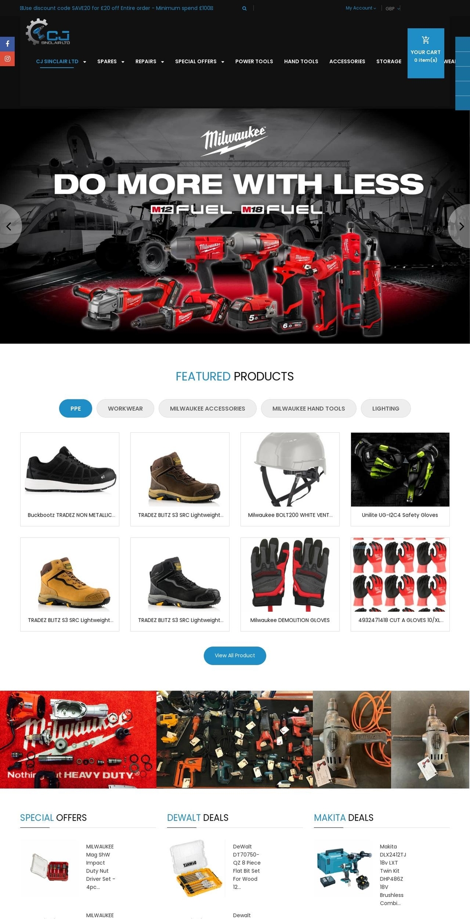 cjsinclairltd.co.uk shopify website screenshot