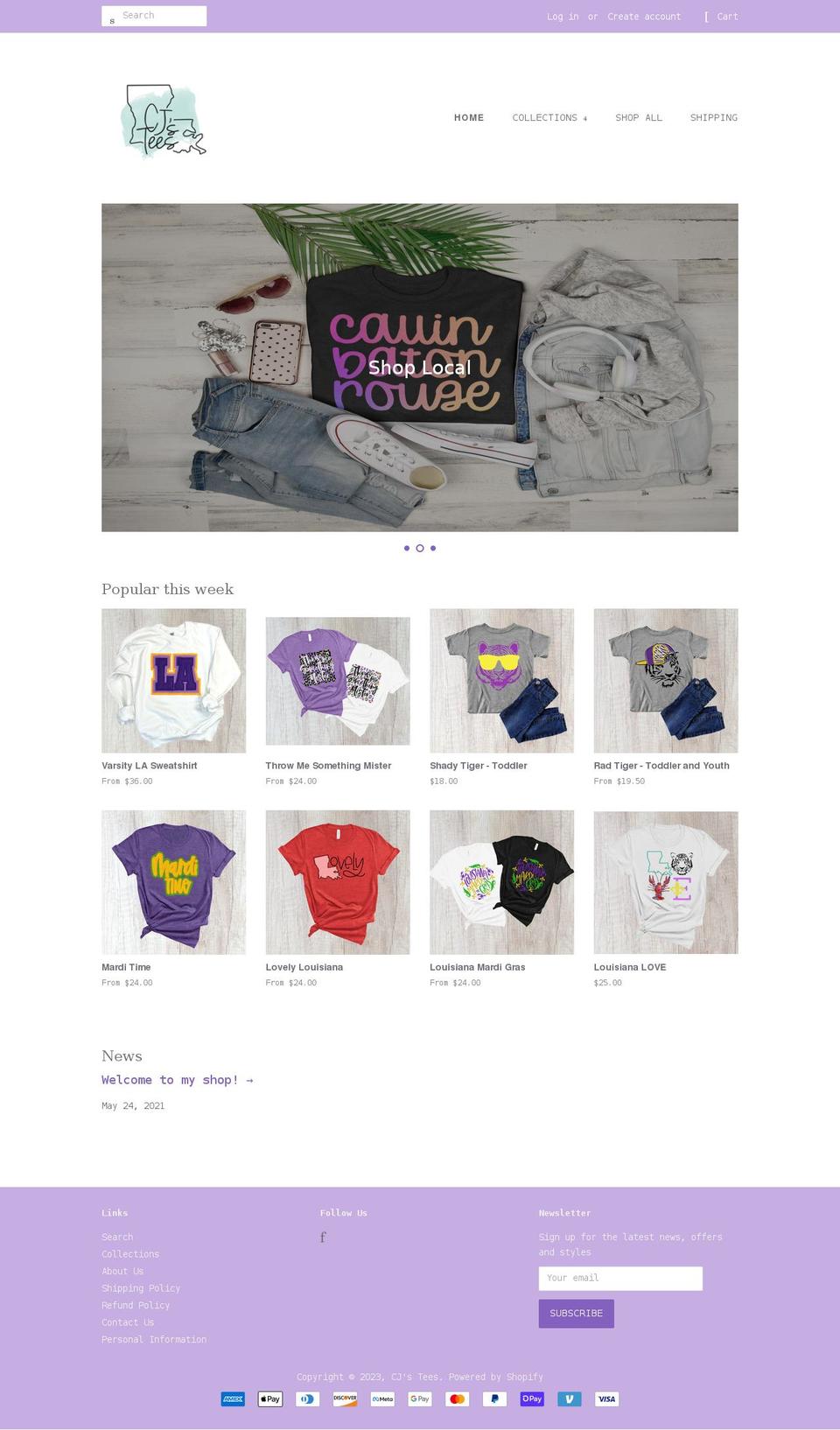 cjstees.net shopify website screenshot