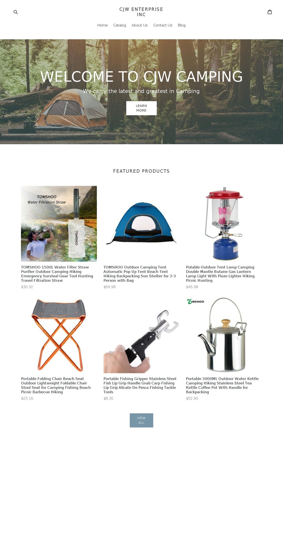 cjwcamping.com — Shopify storefront screenshot