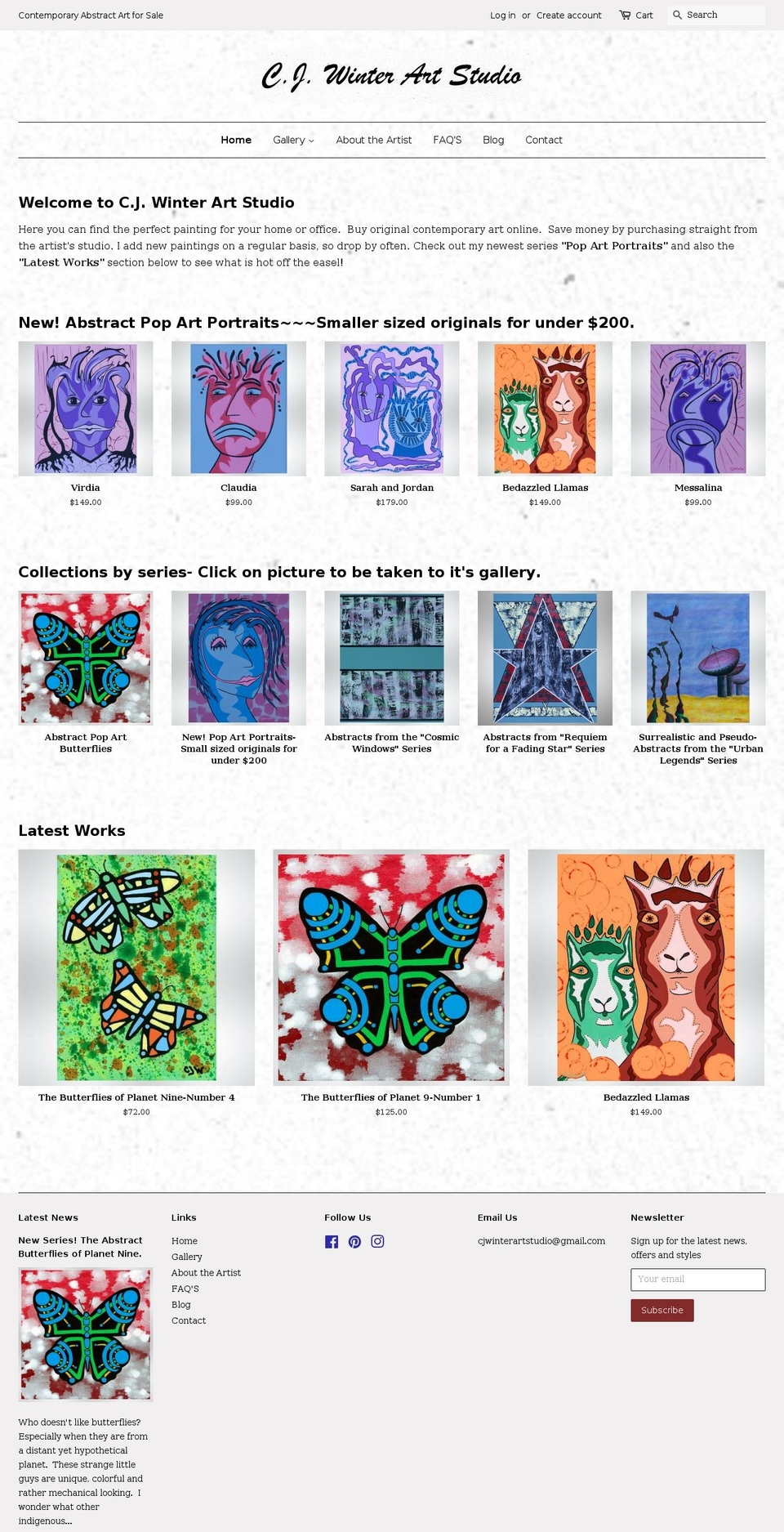 cjwinterartstudio.com — Shopify storefront screenshot