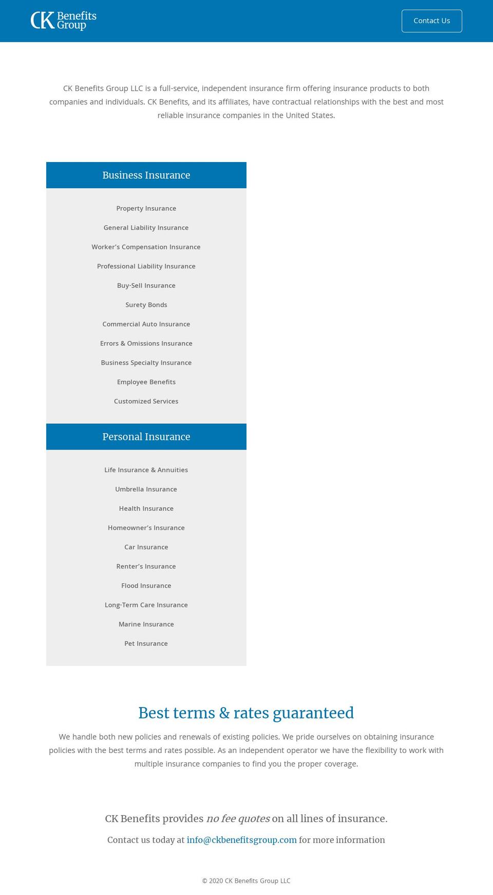 ckbenefitsgroup.com shopify website screenshot