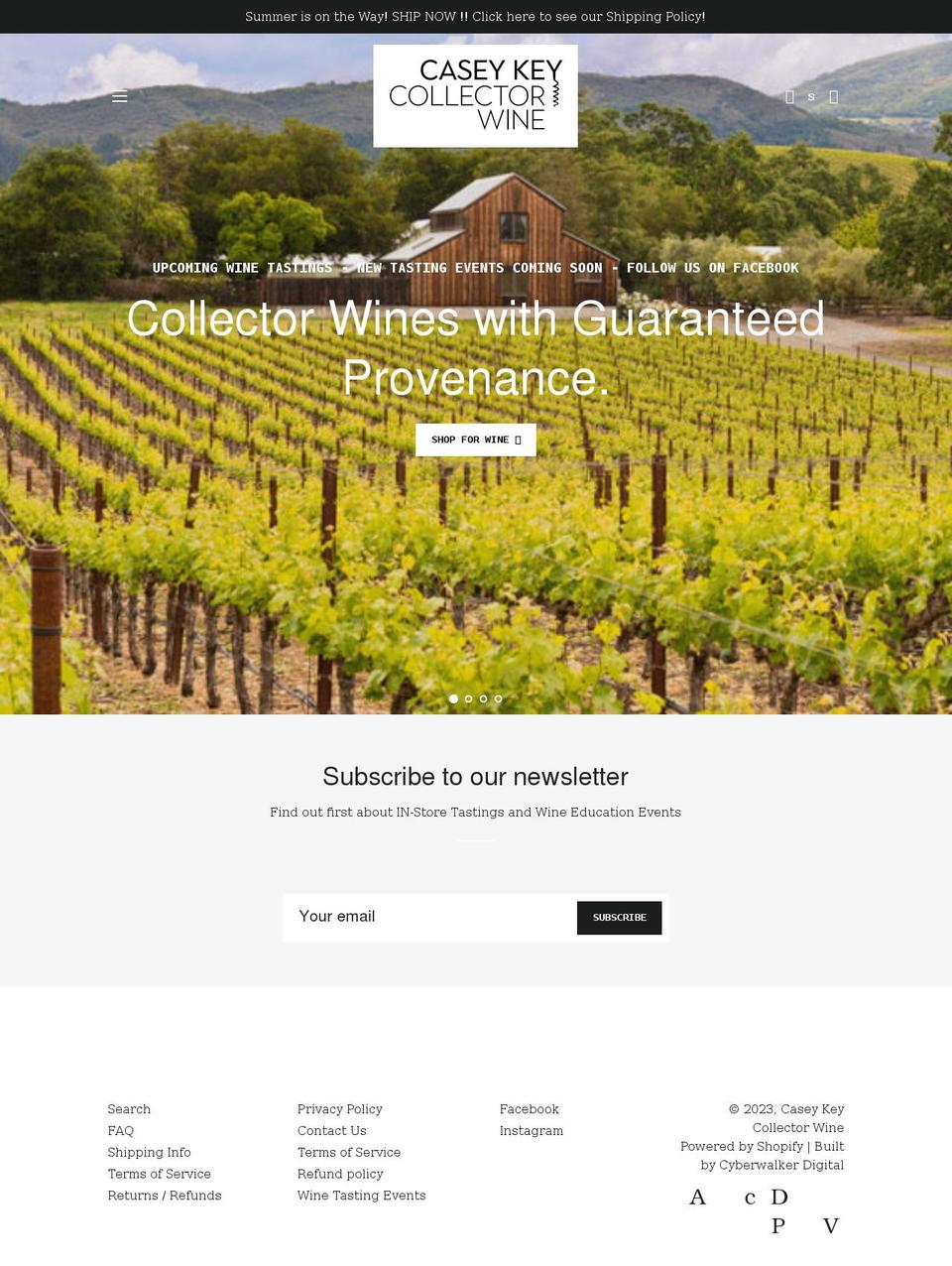ckcollectorwine.com — Shopify storefront screenshot