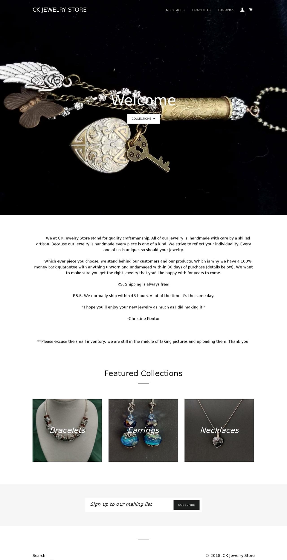 ckjewelrystore.com — Shopify storefront screenshot