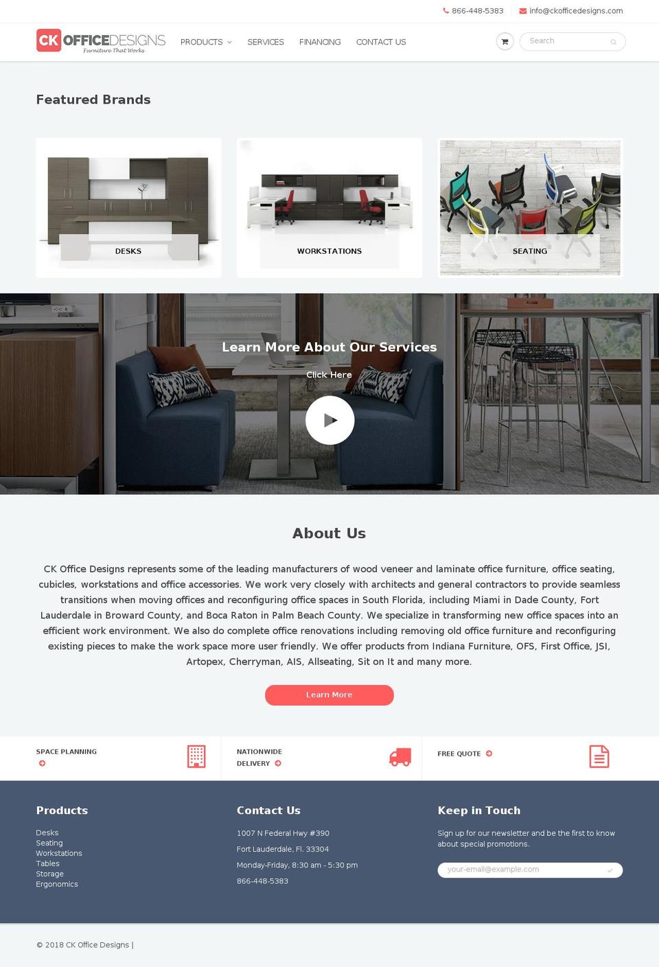 ckofficedesigns.com — Shopify storefront screenshot