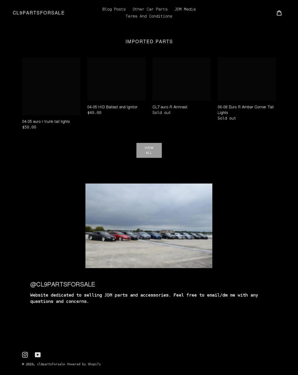 cl9partsforsale.com shopify website screenshot