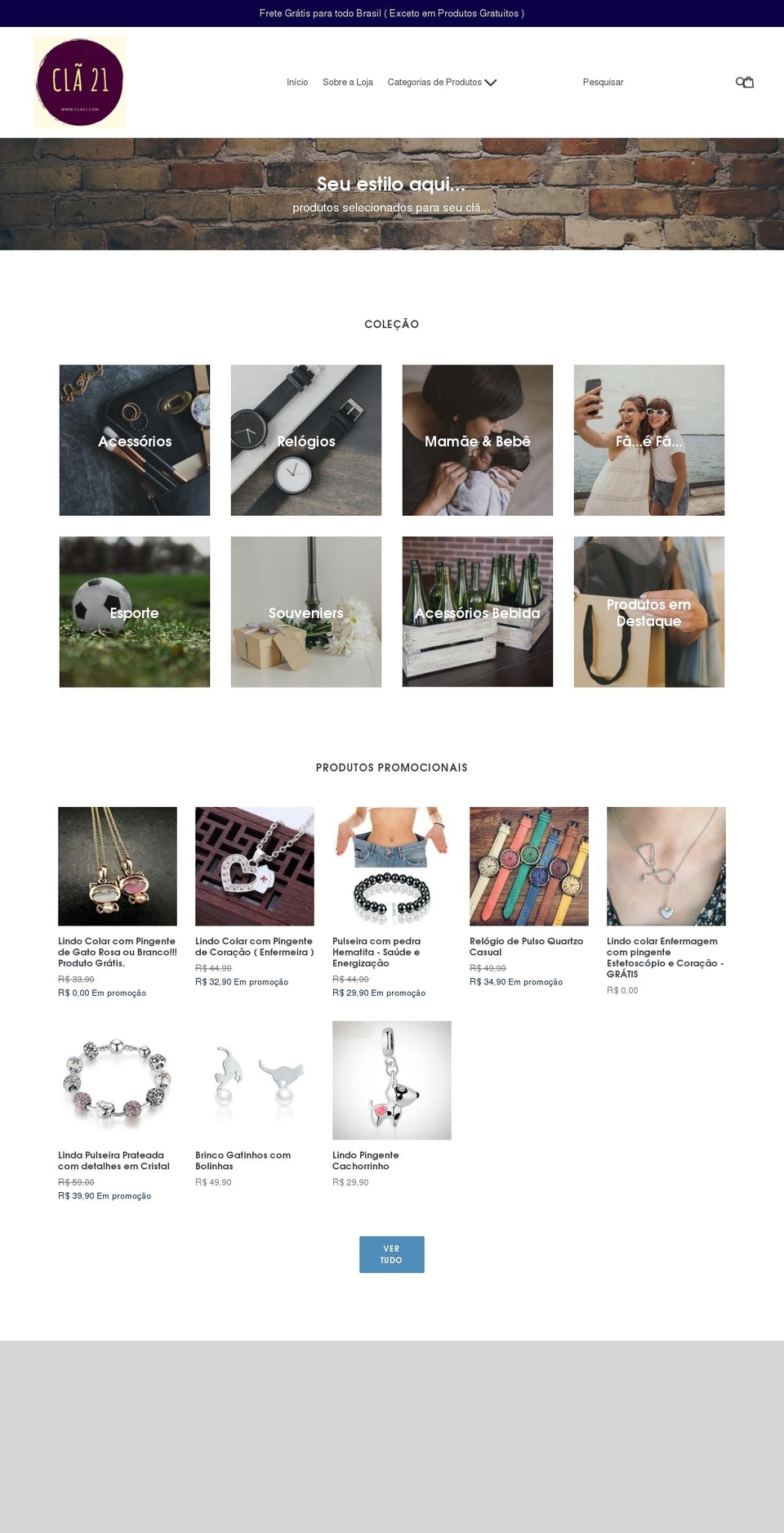 cla21.com — Shopify storefront screenshot