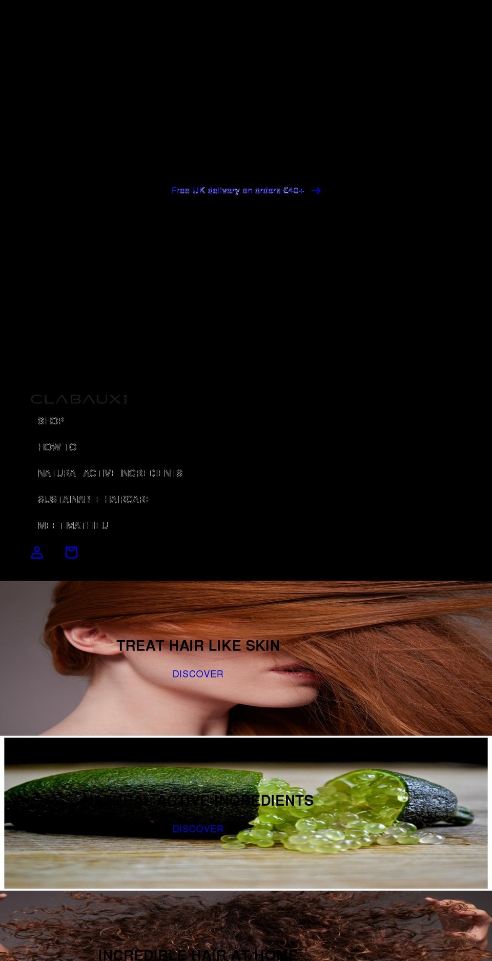 clabauxhair.com shopify website screenshot
