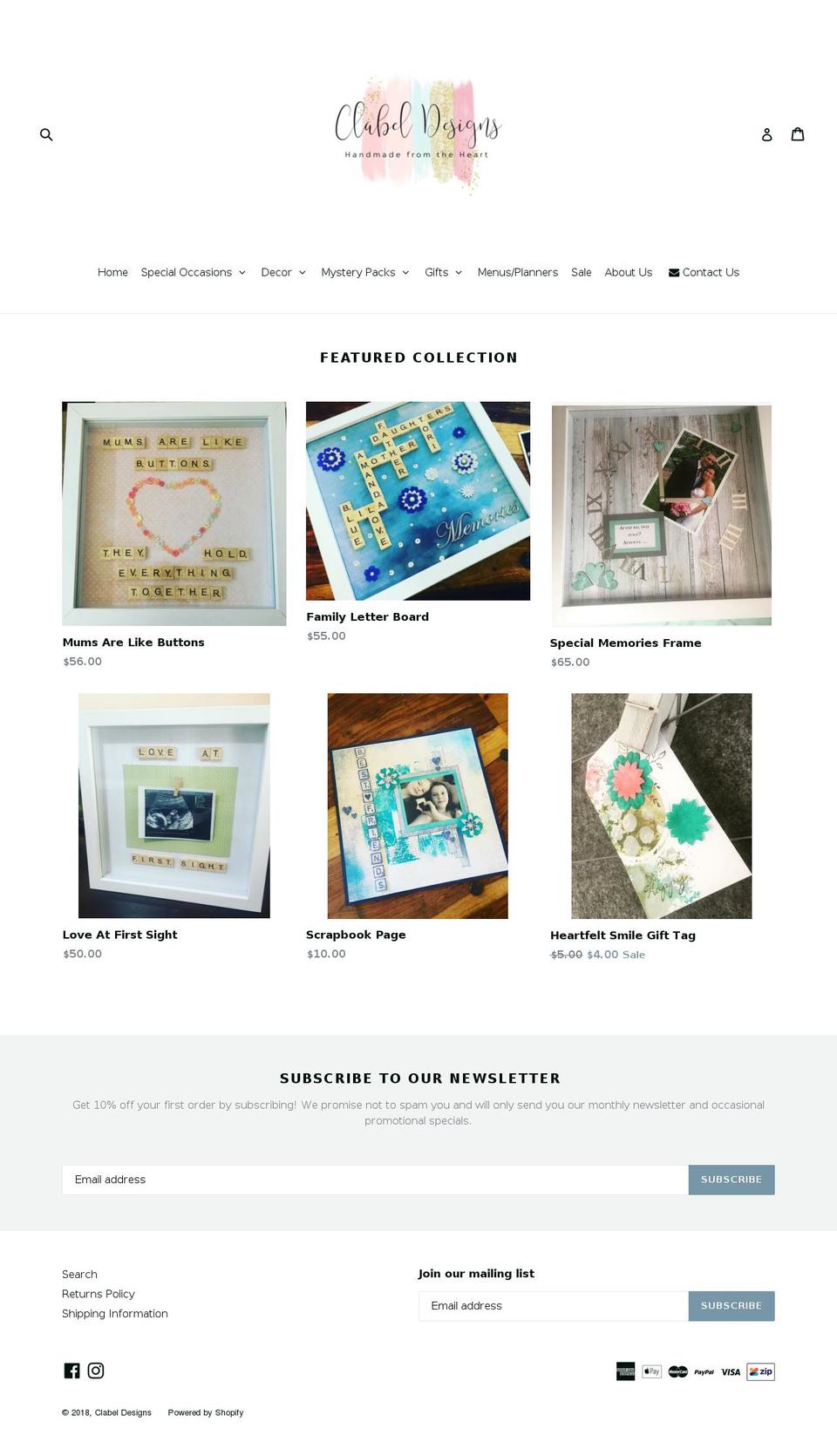clabeldesigns.com — Shopify storefront screenshot